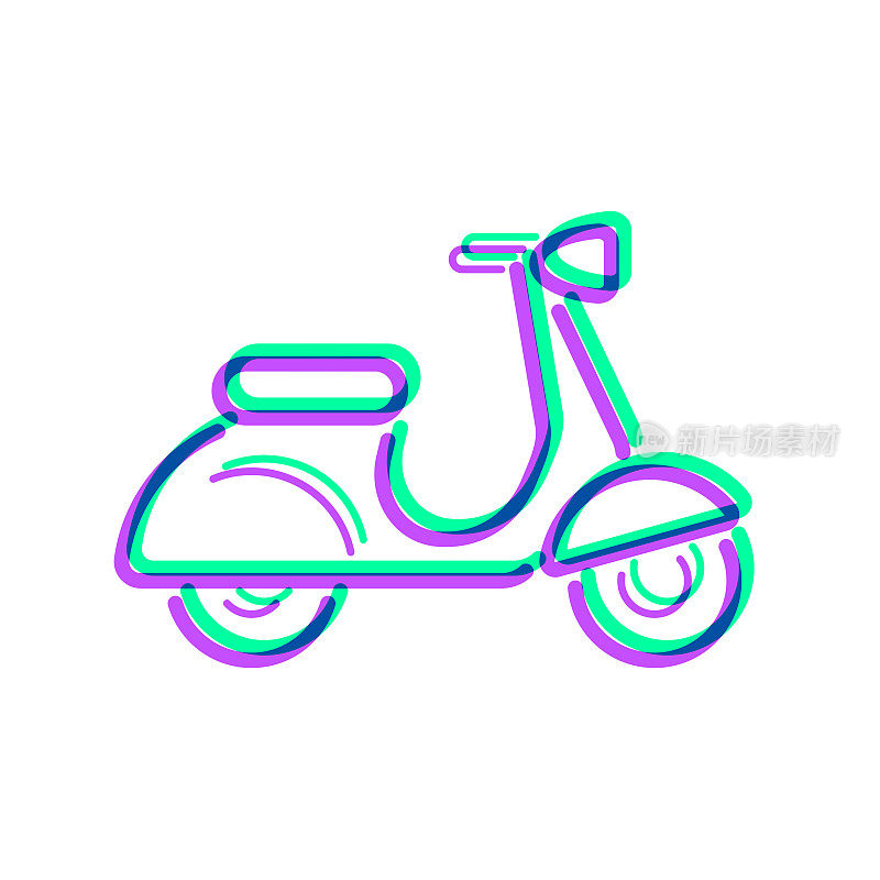 Scooter motorcycle - side view. Icon with two color overlay on white background